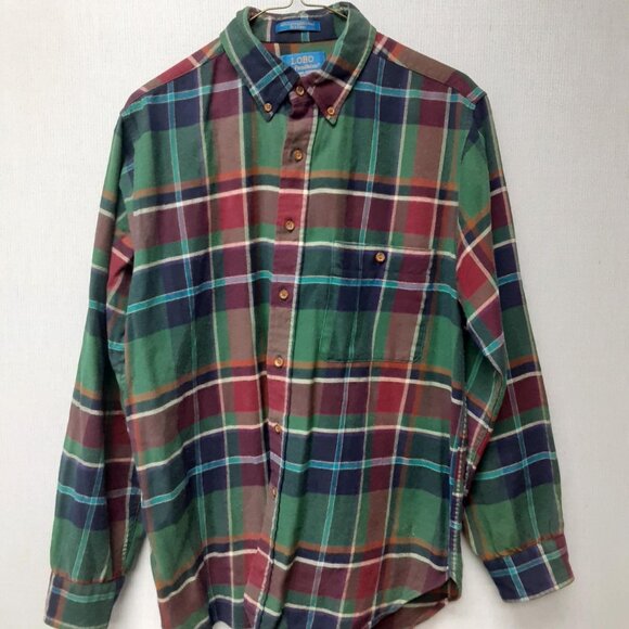 Pendleton Lobo Cotton Wool Blend Green Red Tartan plaid flannel Men's Large USA - Picture 2 of 11